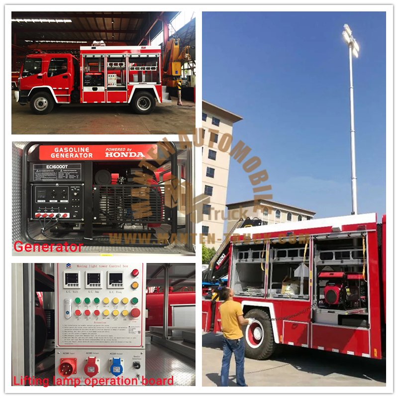Rescue Fire Truck With Generator And Lifting Lamps