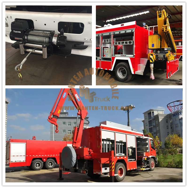 Rescure Fire Truck With Lifting Crane Adn Lamp.