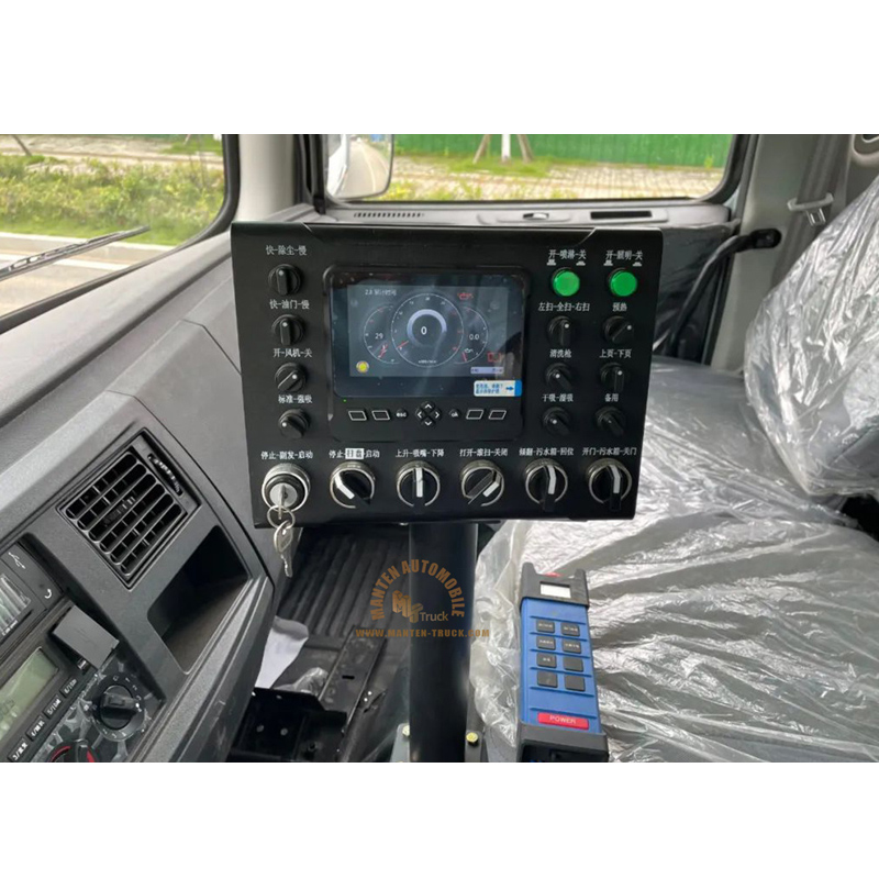 Control Panel In Cabin Of Sweeper Truck